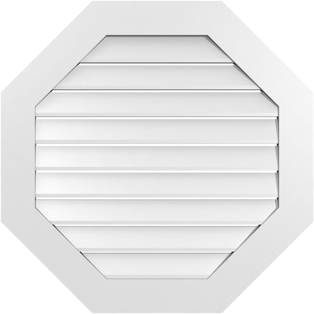 Ekena Millwork Octagonal Surface Mount PVC Gable Vent: Functional, w/ 3-1/2"W x 1"P Standard Frame, 32"W x 32"H GVPOC32X3201SF